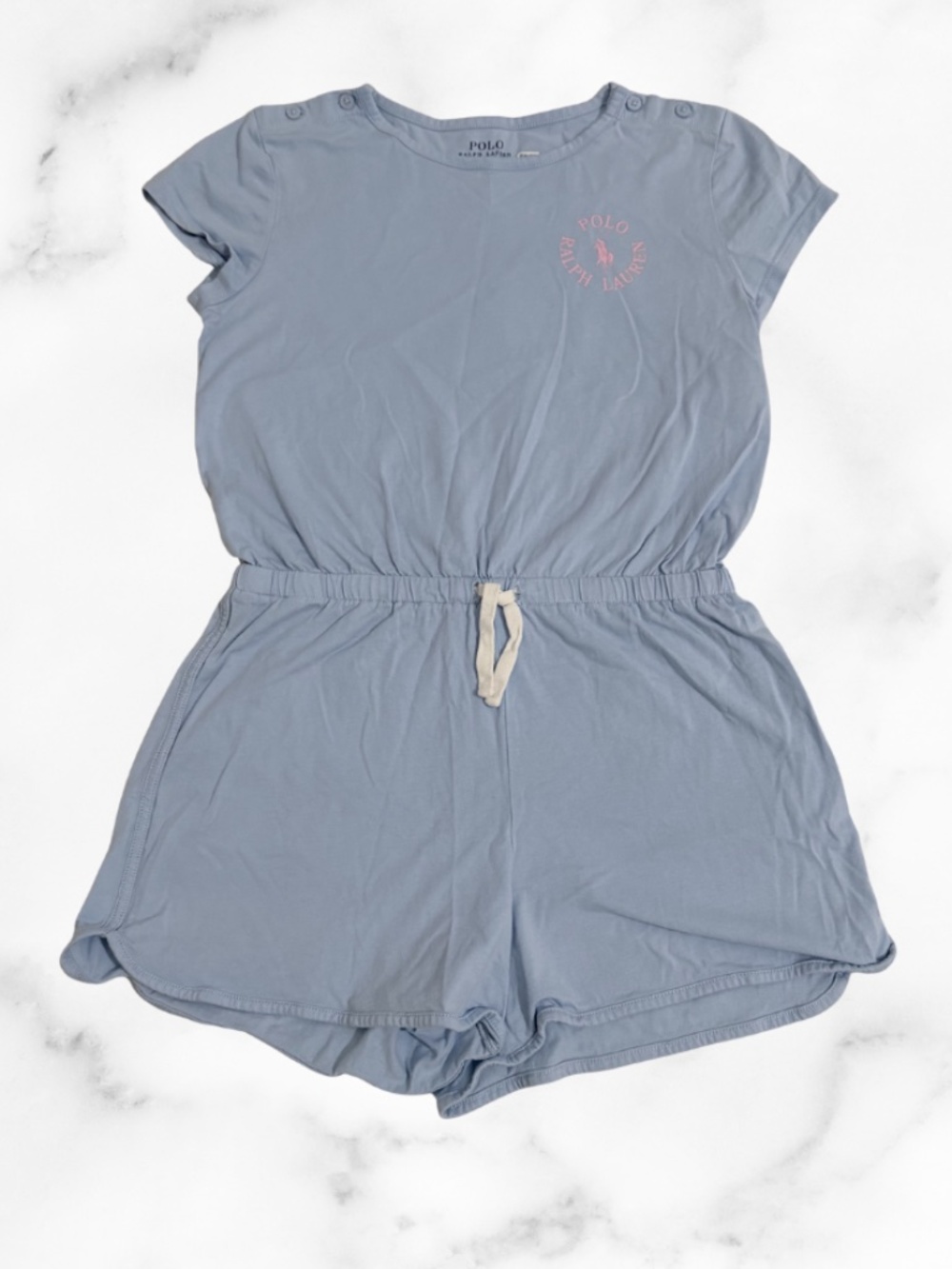 Girls Polo Ralph Lauren Light Blue Romper